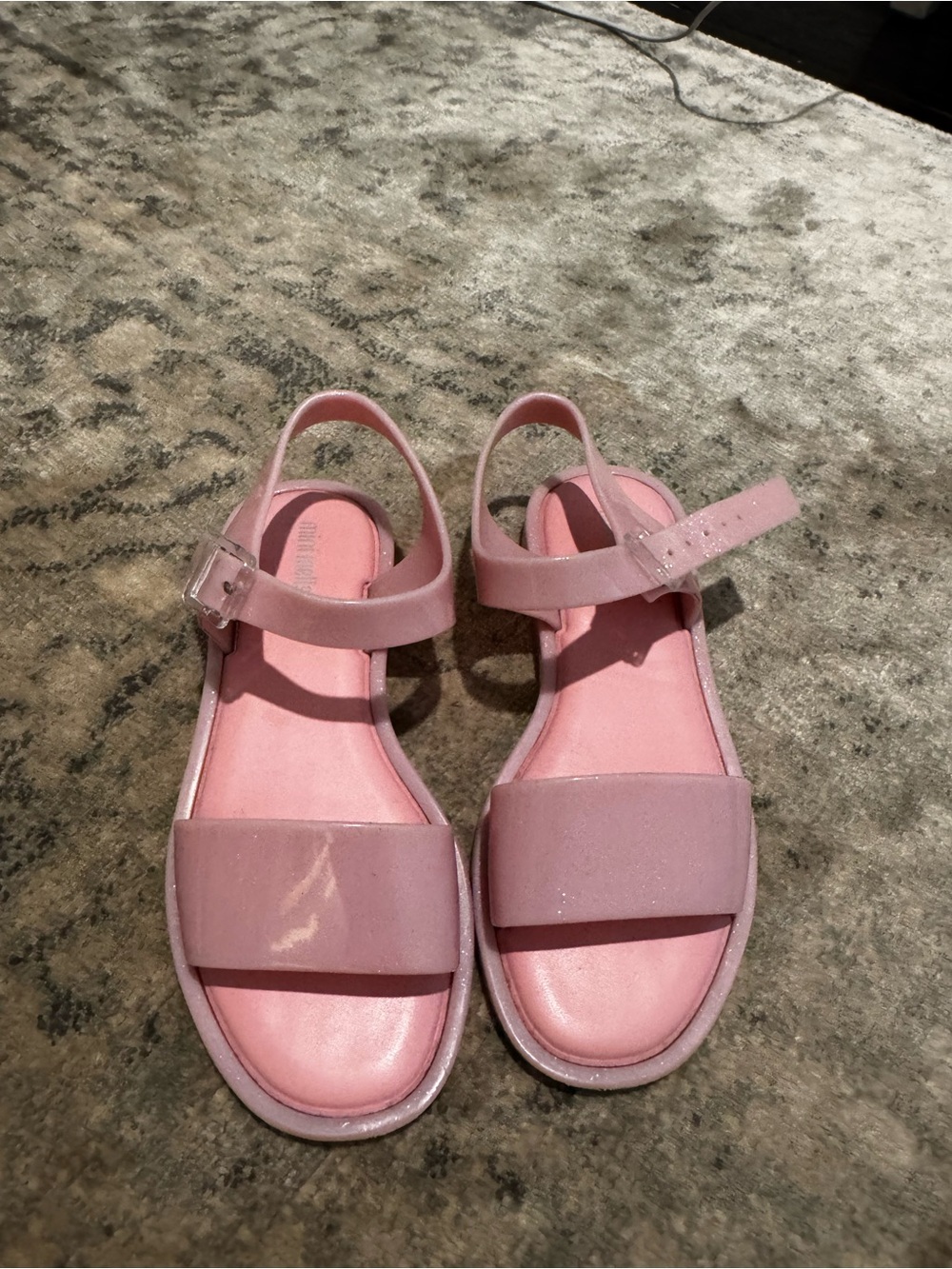 Mini Melissa Girls Pink Jelly Ankle-Strap Sandals